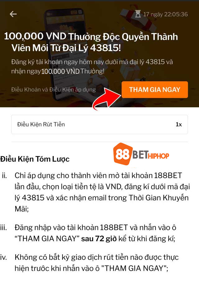 Đăng Ký 188BET: Cách Đăng Ký Tài Khoản 188BET Hướng Dẫn Chi Tiết 1 Kích hoạt khuyến mãi thưởng 100k tại 88bet